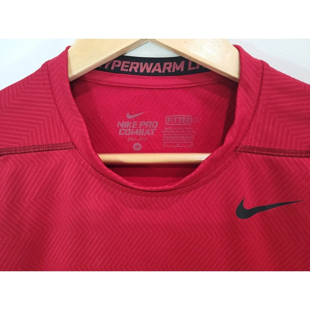Nike Pro Combat Hyperwarm Fitted Red Long Sleeve Athletic Shirt‎ Men's Medium